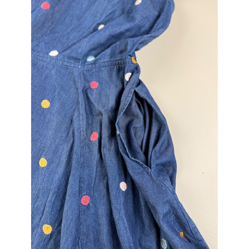 Retro Polka Dot Denim Fit Flare Dress Homecoming Pockets Custom eShakti - Picture 4 of 11